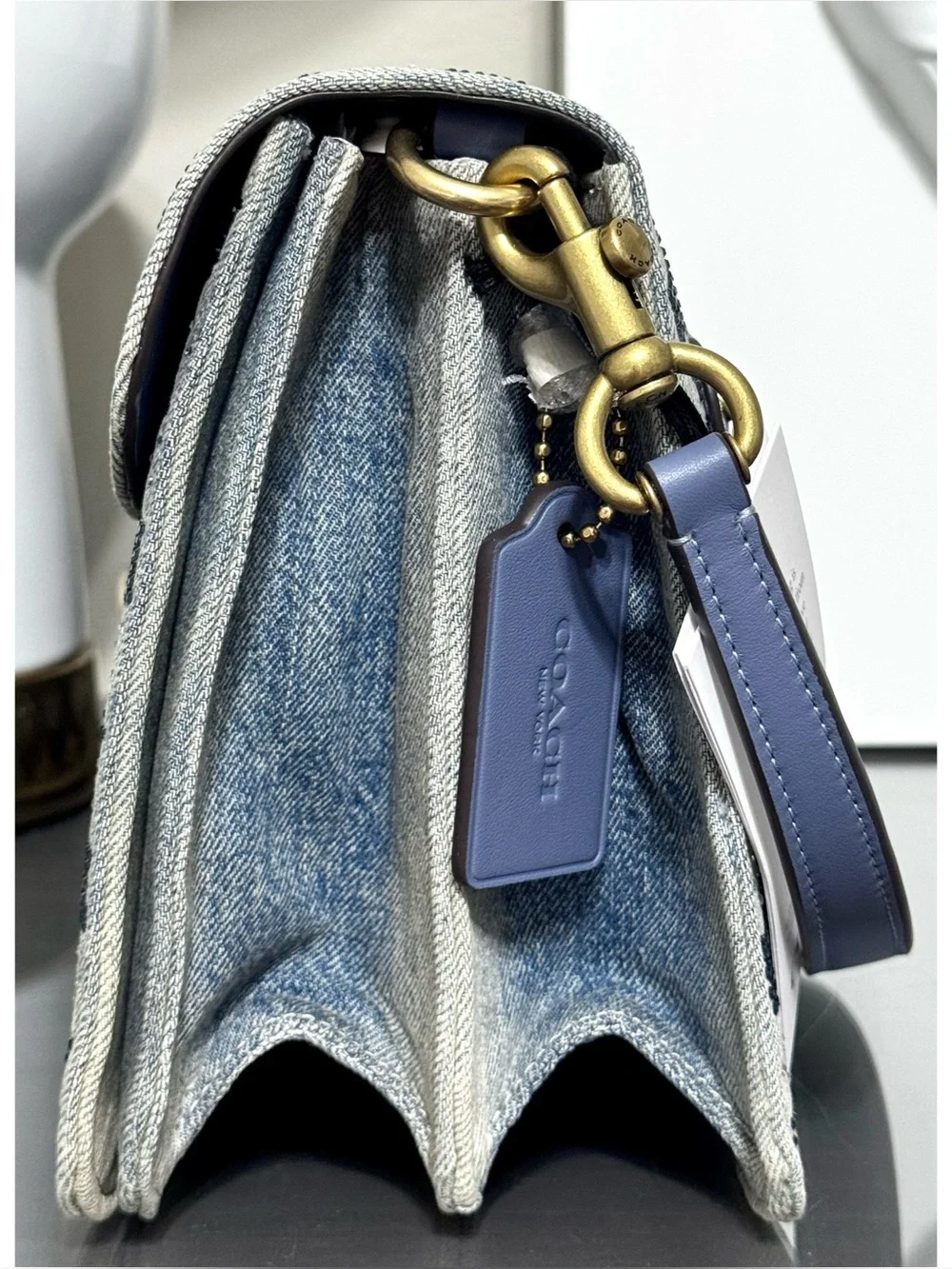 COACH Tabby 36 Crystal Signature Jacquard Denim Shoulder Bag